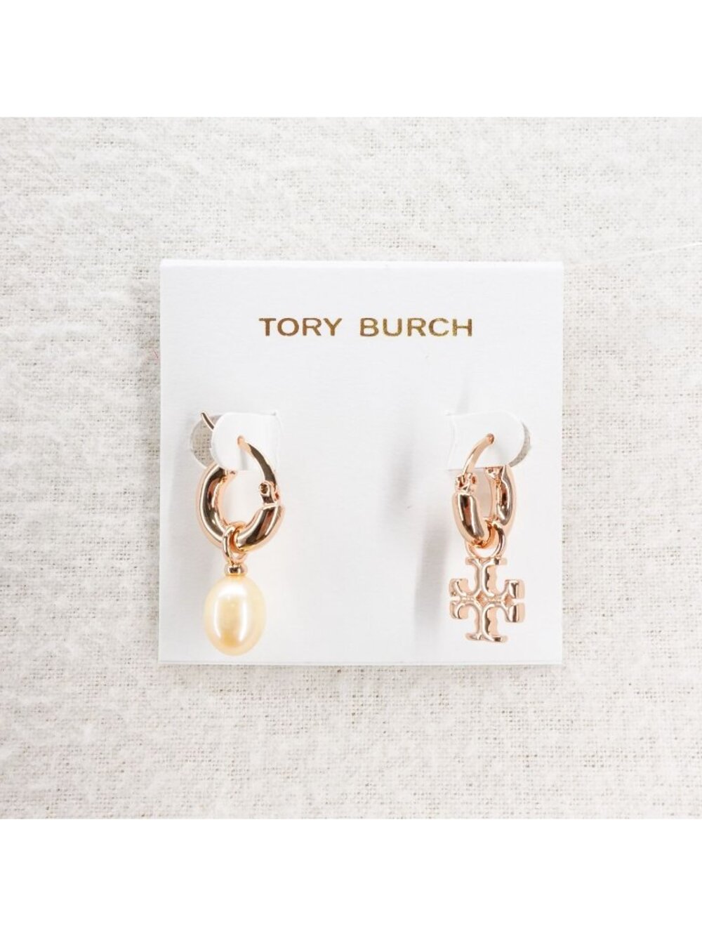 Tory Burch Kira Mismatched Hoop Earrings Pink/Rose Gold OS